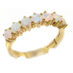 9ct Gold Fiery Opal Half Eternity Ring