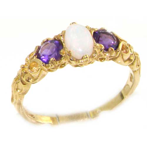 18ct Gold Fiery Opal & Amethyst Ring 18ct Gold Fiery Opal & Amethyst Ring