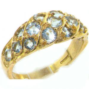 9ct Yellow Gold Ladies Vintage Style Aquamarine Band Ring