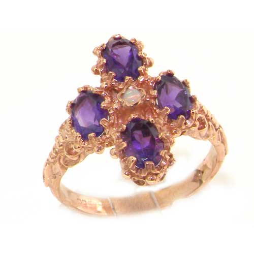 9ct Rose Gold Fiery Opal & Amethyst Ring 9ct Rose Gold Fiery Opal & Amethyst Ring