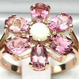 9ct Rose Gold Opal & Pink Tourmaline Ring