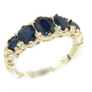 High Quality Solid Sterling Silver Natural Sapphire English Victorian Ring