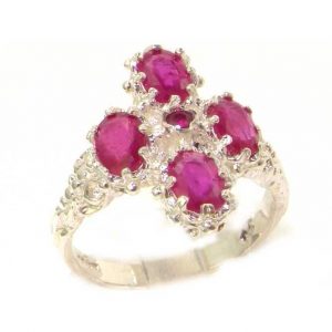 Victorian Design Solid English Sterling Silver Natural Ruby Ring