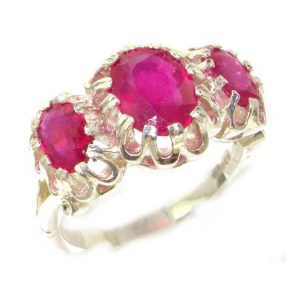 Unusual Large Solid Sterling Silver Natural Vibrant Ruby Victorian Inspired Ring